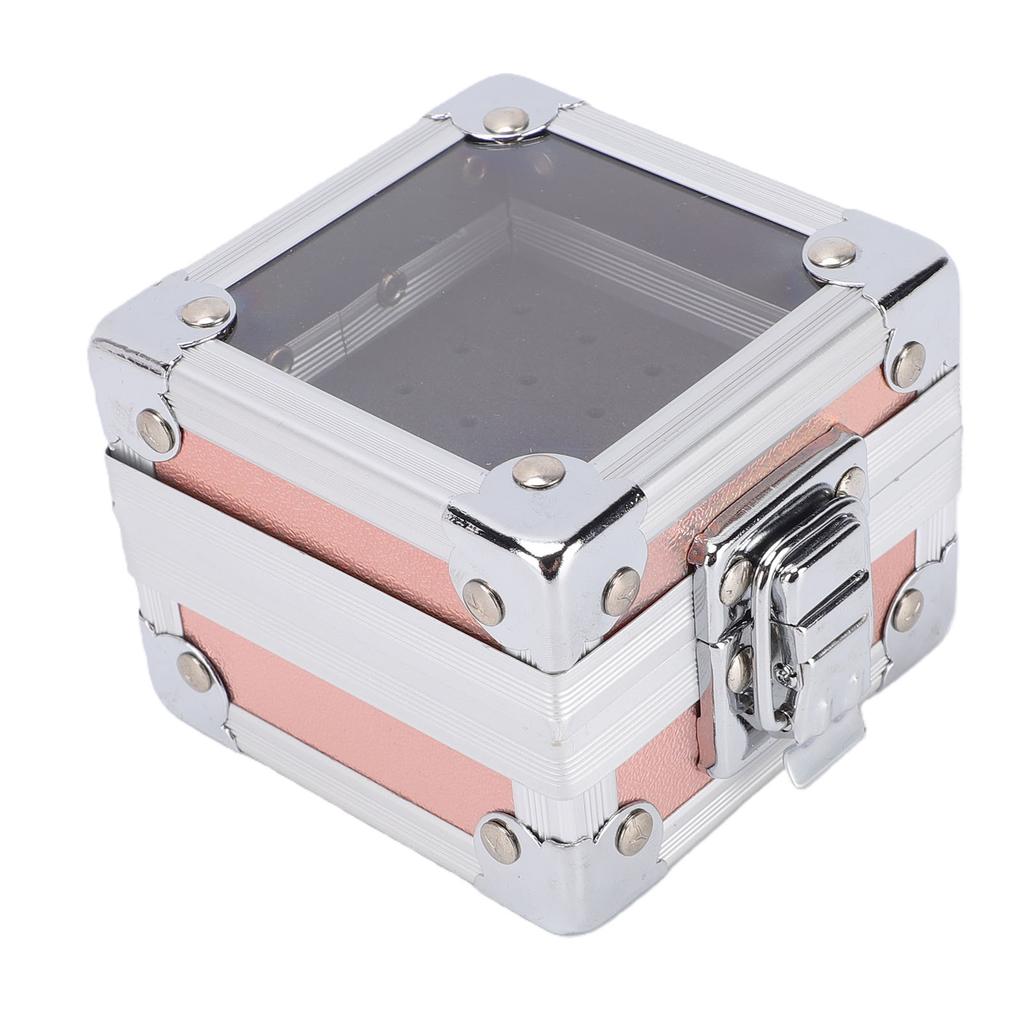25 Holes Aluminum Alloy Nail Drill Bit Case with Foam Insert Transparent Cover Manicure Nail Drill Bit Holder