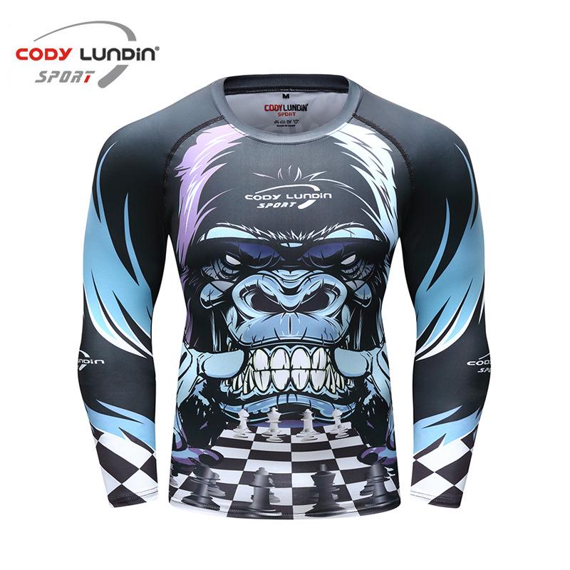 Men's Long Sleeve Elastic Compression Shirt - Anti-Abrasion Jiu-Jitsu Training Body Shaper