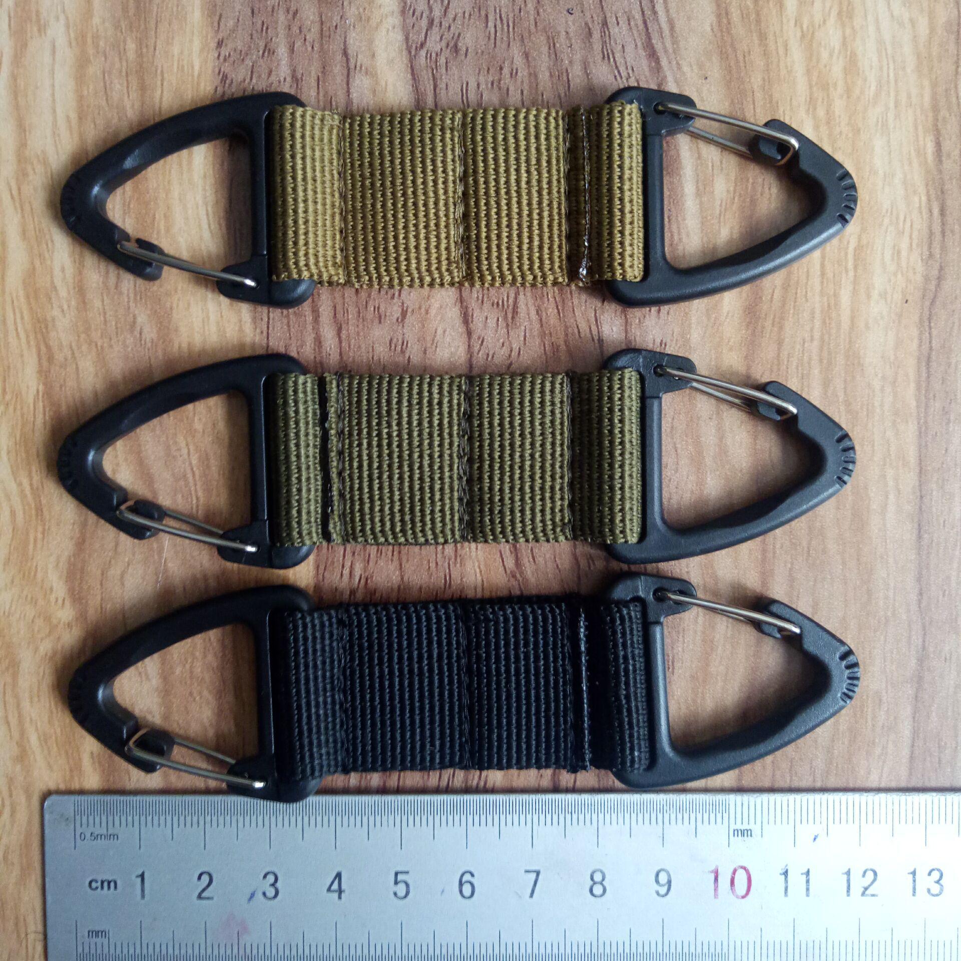 Outdoor Tactical Nylon Carabiner: Double-Point Triangle Buckle with Quick Release Keychain Webbing Hook