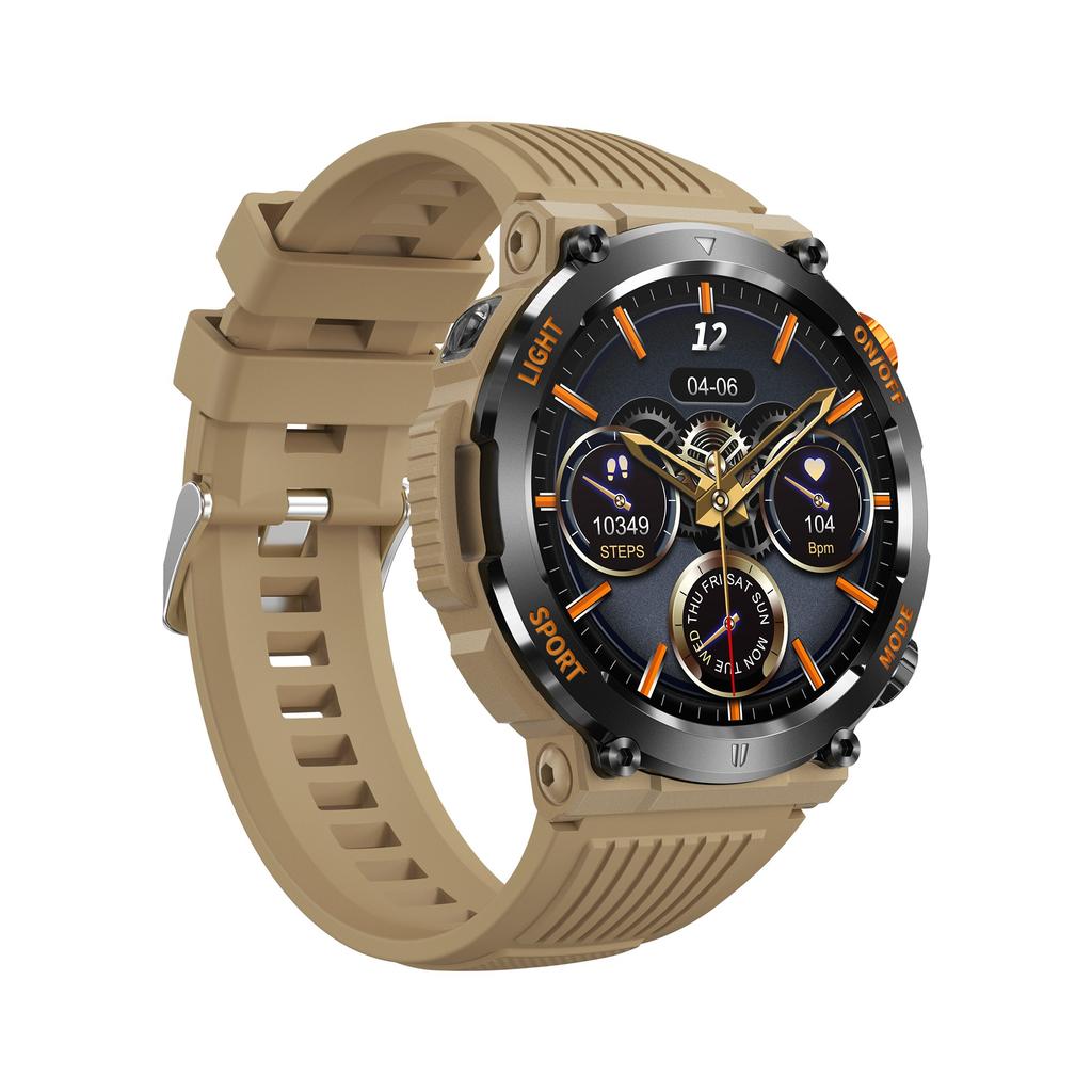 Rainbuvvy HT17 Montre Connectée Appel Bluetooth 1,46 pouces IPS IP67 Étanche Lumières LED 450mAh Fréquence Cardiaque Montre de Sport d'Extérieur