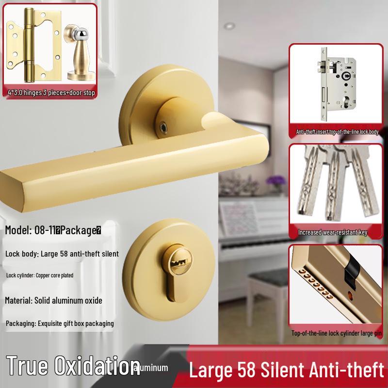 Univerzální magnetický černý vnitřní zámek kliky dveří pro dřevěné dveře ložnice