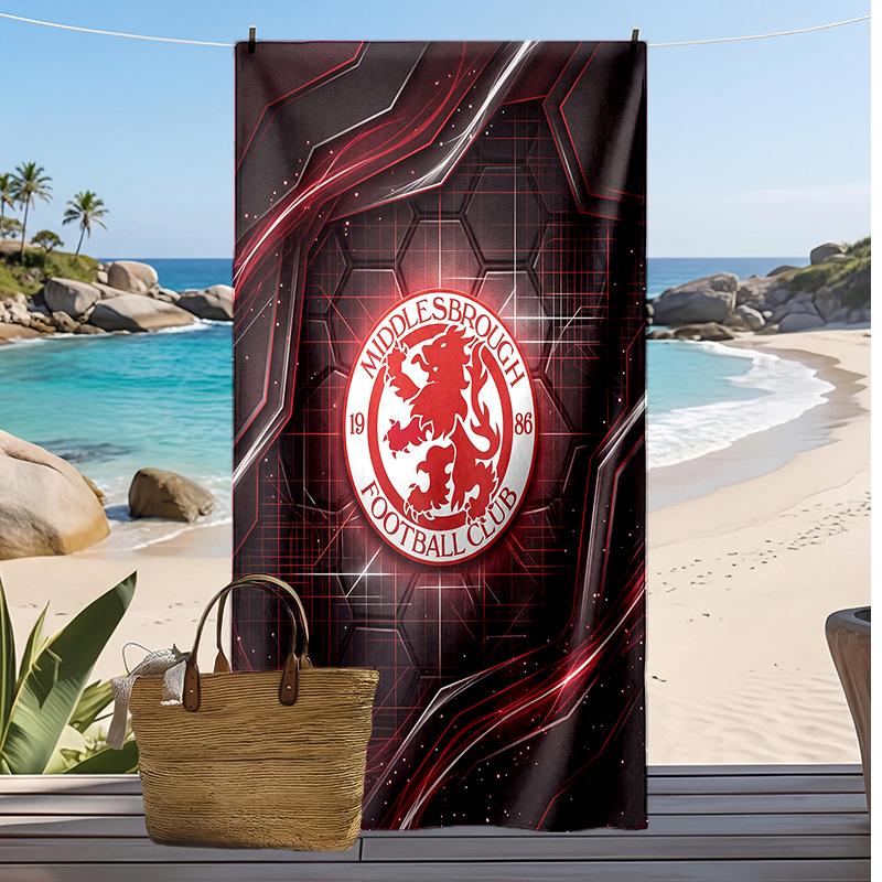 Middlesbrough Fußball Druck Strandtuch, Großes Weiches Schnelltrocknendes Handtuch für Strand Camping Schwimmen