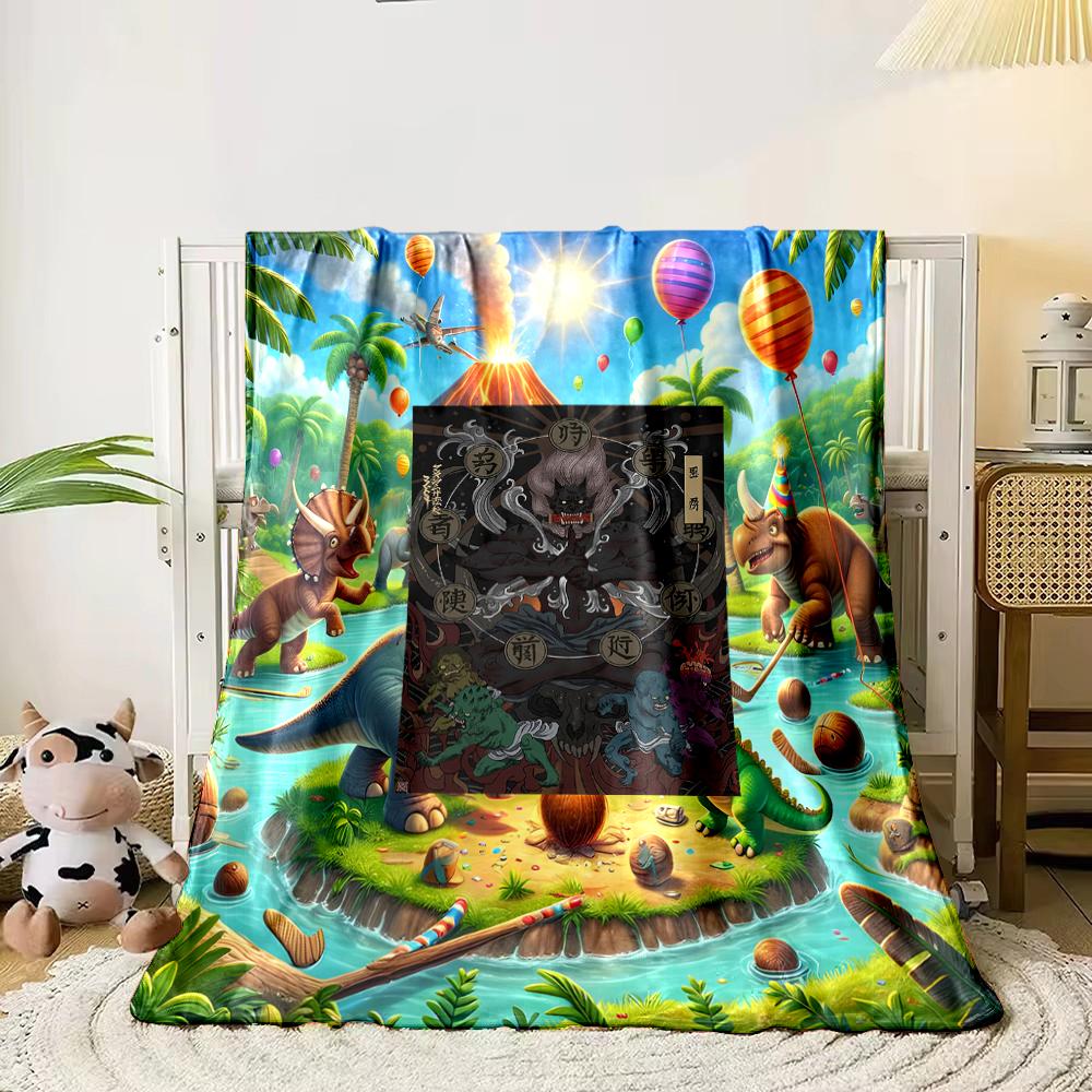 Dark Demon Art with Mythical Creatures Illustration Flannel Blanket for Bedroom, Living Room, Sofa, and Nap Sofas