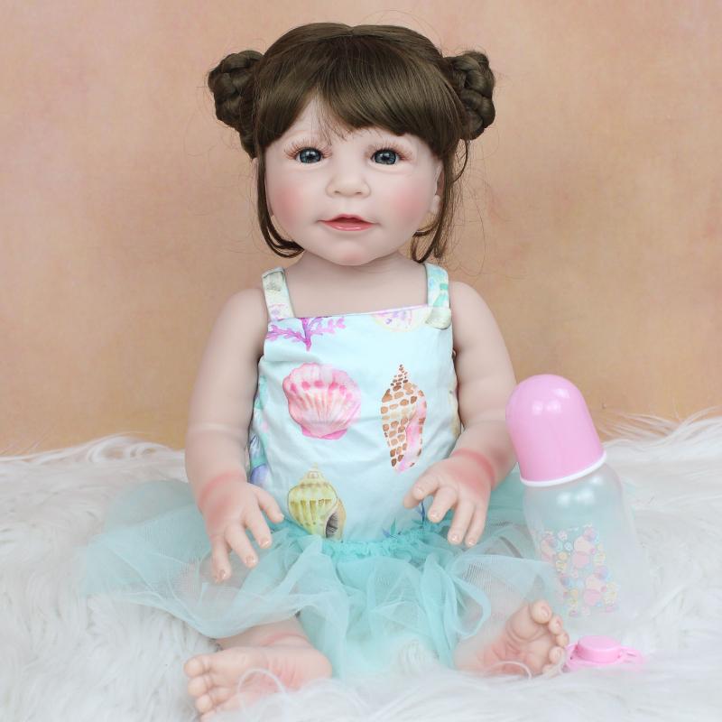 

BZDOLL 48см 19дюймовая Кукла Реборн Новорожденная Девочка Виниловое Тело Игрушка для Ванны Прекрасный Подарок на День Рождения vinyl body doll