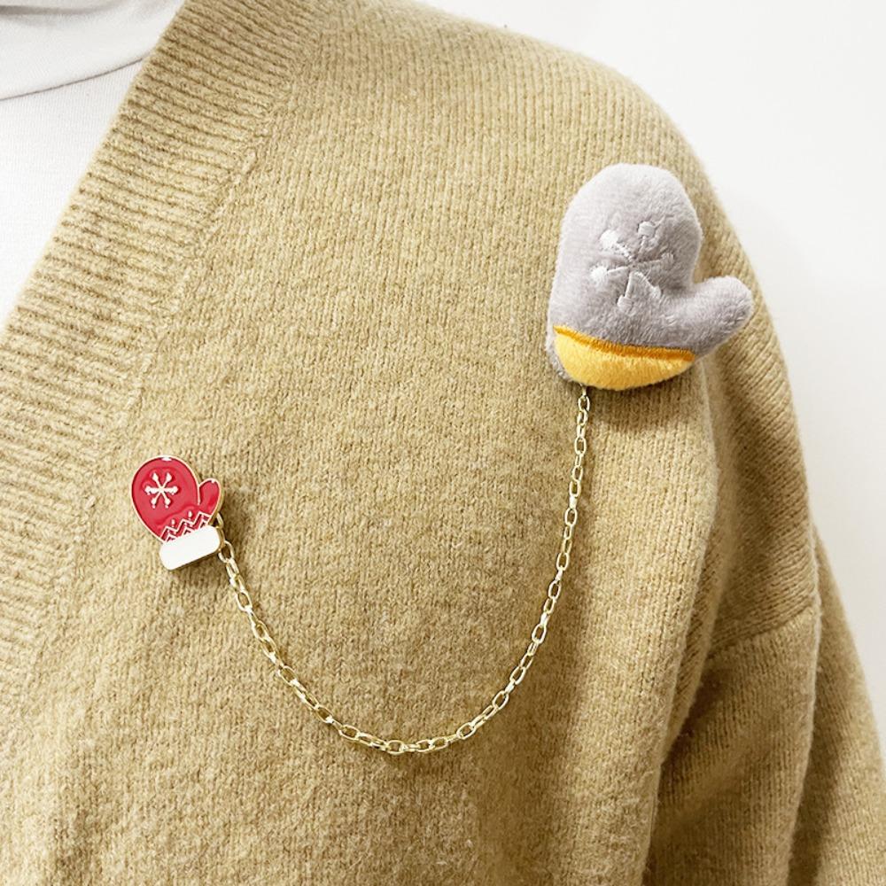Snowman Elk Plush Chain Brooch Santa Claus Clothes Badge Pins Fashion Christmas Brooch  Xmas Gifts