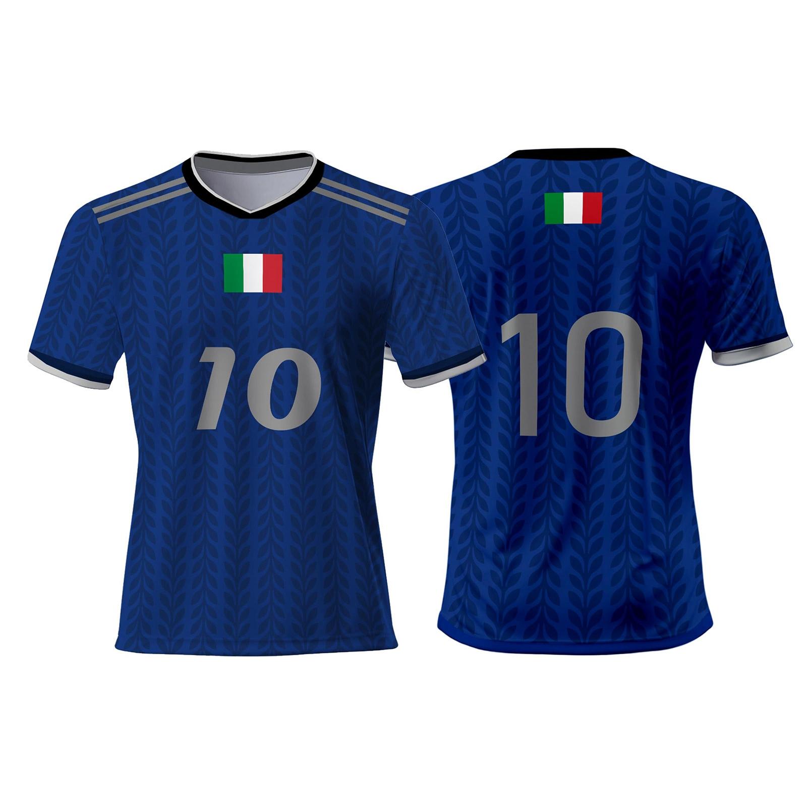 

Men s Soccer Jersey with Number and Flag Print Short Sleeve Crew Neck Lightweight Athletic Top for Sports Training L синий