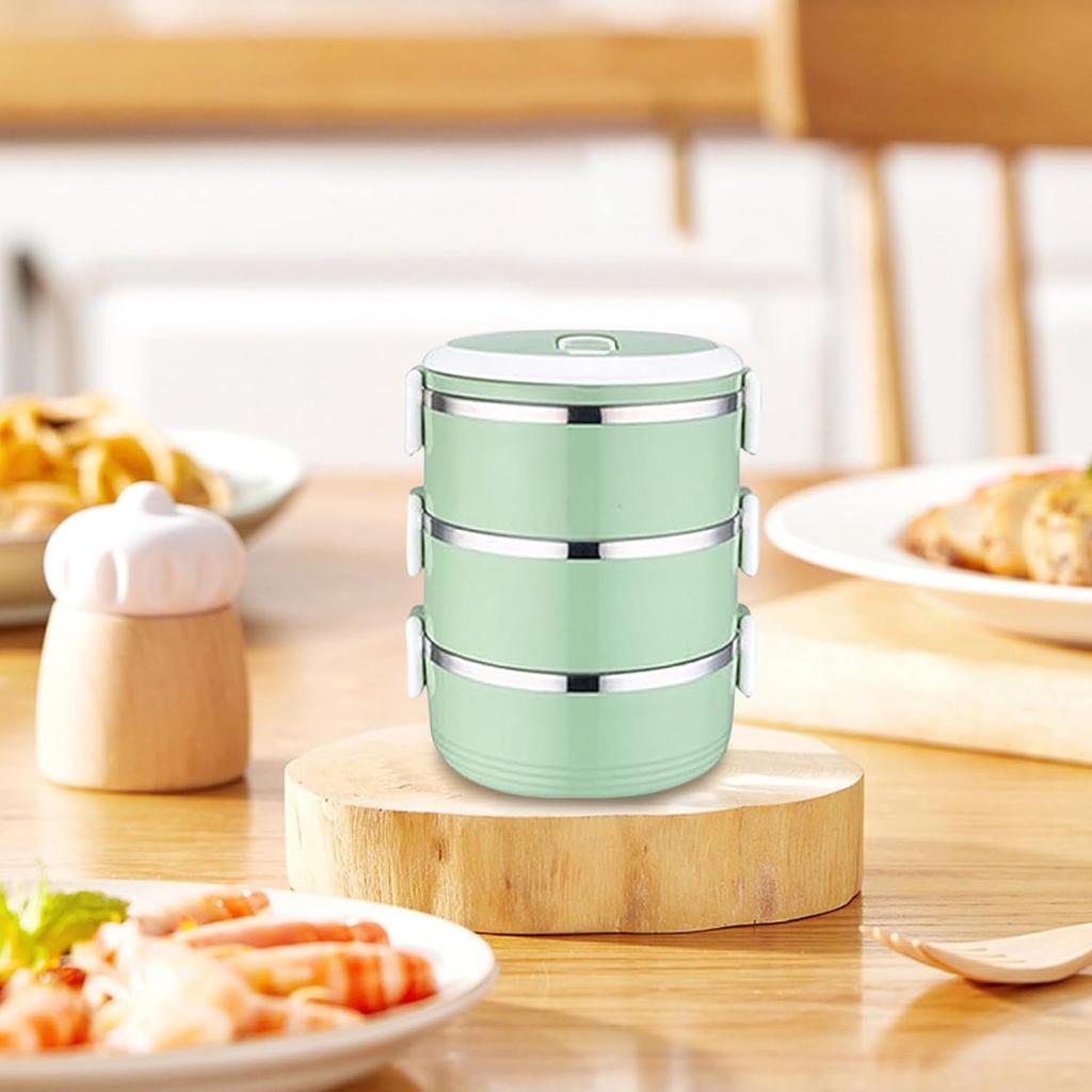 1pcs Stackable Stainless Steel Lunch Box Insulated With Handles  Portable Leak-Proof BPA-Free Bento Box for Adults Work, Picnic