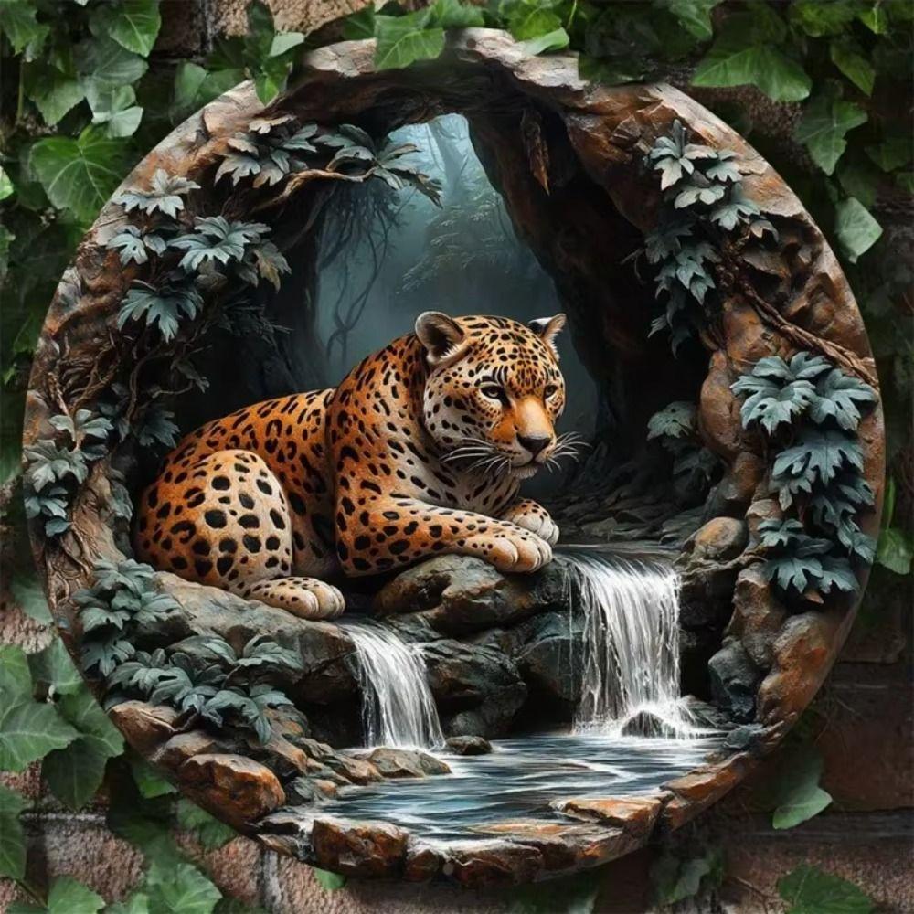 Tin Art Painting Metal Wall Decor 20x20cm Handmade Craft Home Decorative Plate