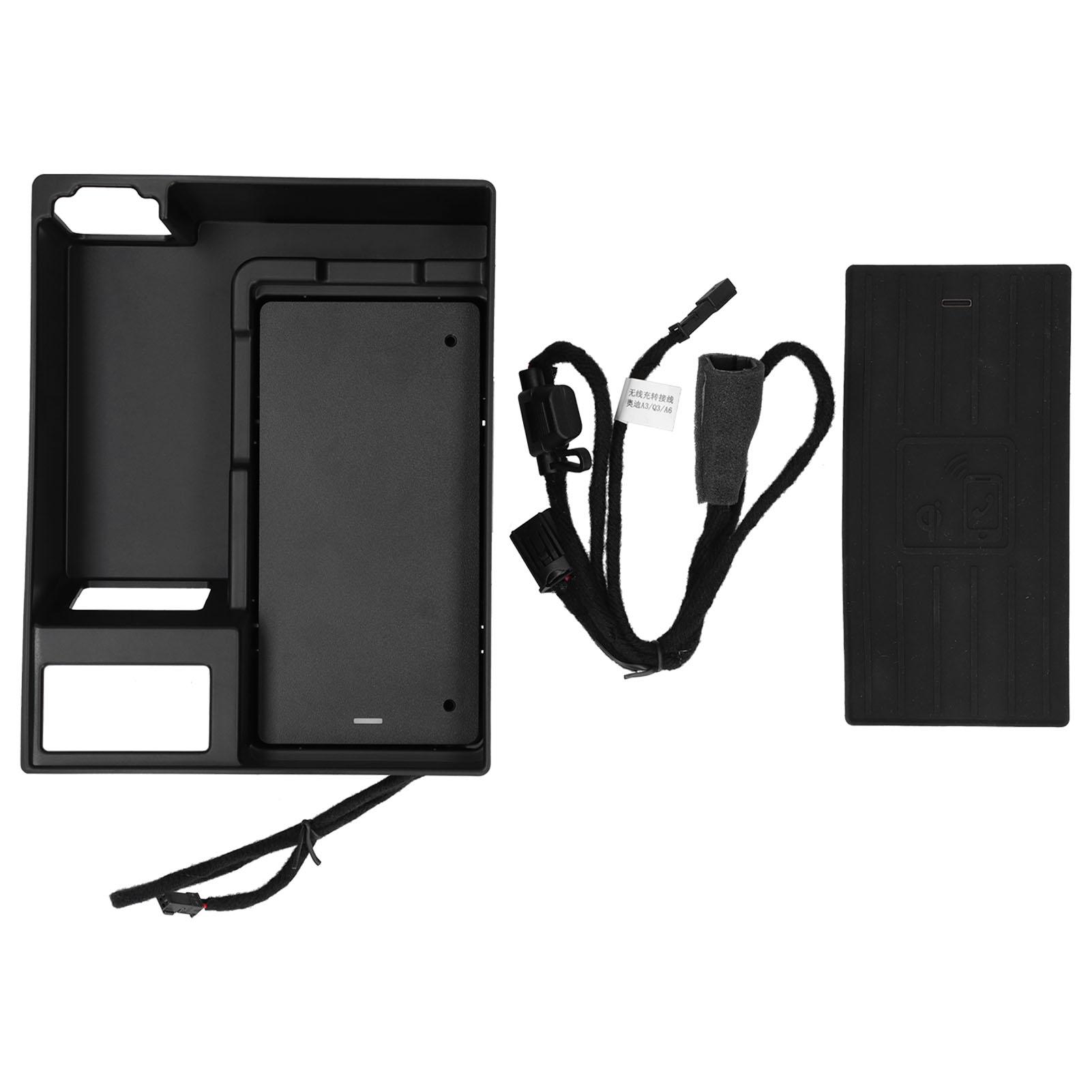 Car Wireless Charger Armrest Storage Box Lid Charging ABS 15W Fit for A6 C7 A7 2014‑2017