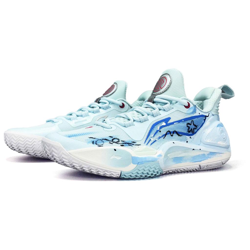 Li Ning Speed 9 Ocean's Heart Fabric Abrasion Resistant Lightweight Low top Basketball Shoes Unisex Blue White ABPT001-6()