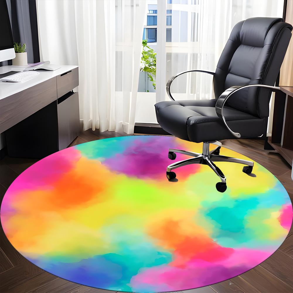 1 Stück bunter abstrakter Stuhlteppich für das Büro, rutschfester, waschbarer Polyesterfaser-Teppich für den Innenbereich, Matte für das Büro, maschinenwaschbar