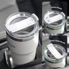 700ML Double Drink Insulation Cup Stainless Steel Straw Thermos Water Bottle Portable Large Outdoor Coffee Thermal Car Ice Mug