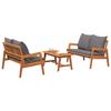 Bistro Set with Cushions 3 Pcs Brown Solid Acacia Wood