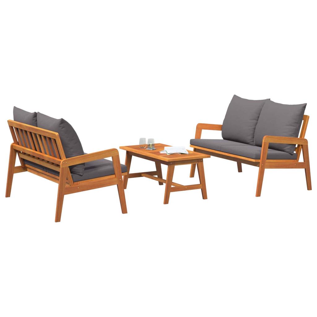 Bistro Set with Cushions 3 Pcs Brown Solid Acacia Wood