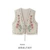 Araltay New Arrival Women's Clothing Fashion Style Fashion All-Match Minimalist Cotton Florals Embroider Vest 2855201
