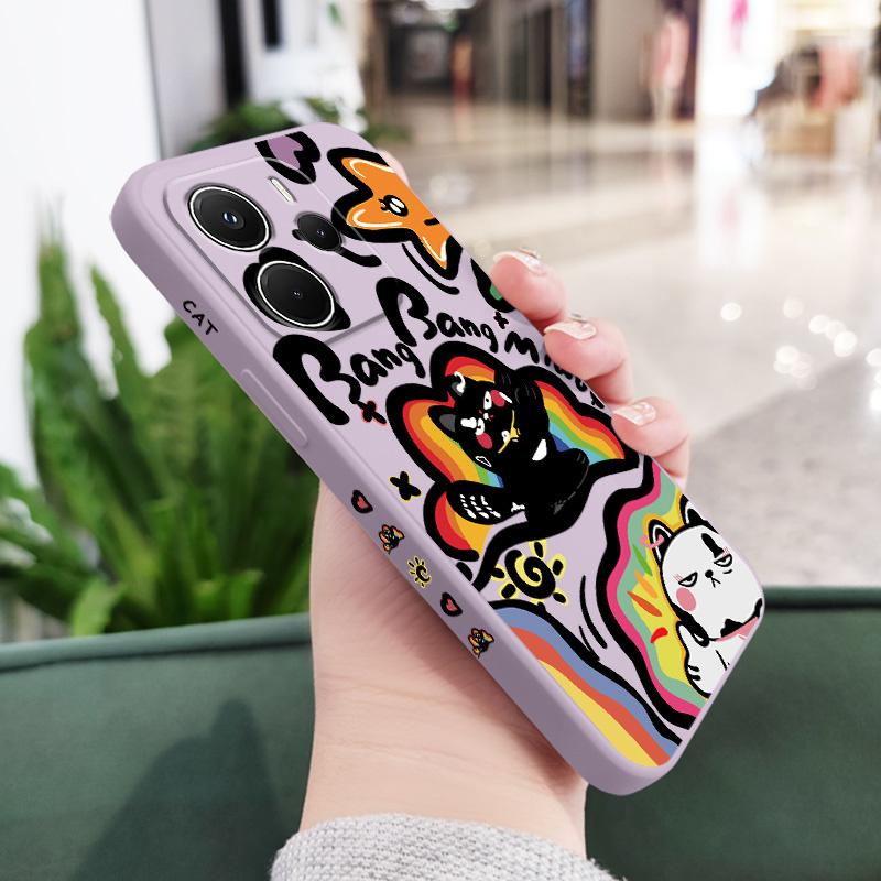 

Rainbow Cat Phone Case For Xiaomi Redmi Note 14 13 12 12S 11 11S 10 10S 9 9S 14C Pro Plus 4G 5G Liquid Silicone Cover Redmi Note 13 Pro 4G