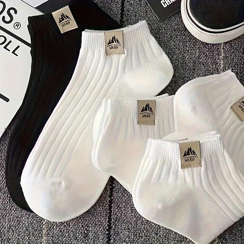 5 Pairs Breathable and Sweat Absorbent Short Socks Unisex Black/White Low-cut Socks Moisture-absorbing and Anti-odor Sports Boat Socks