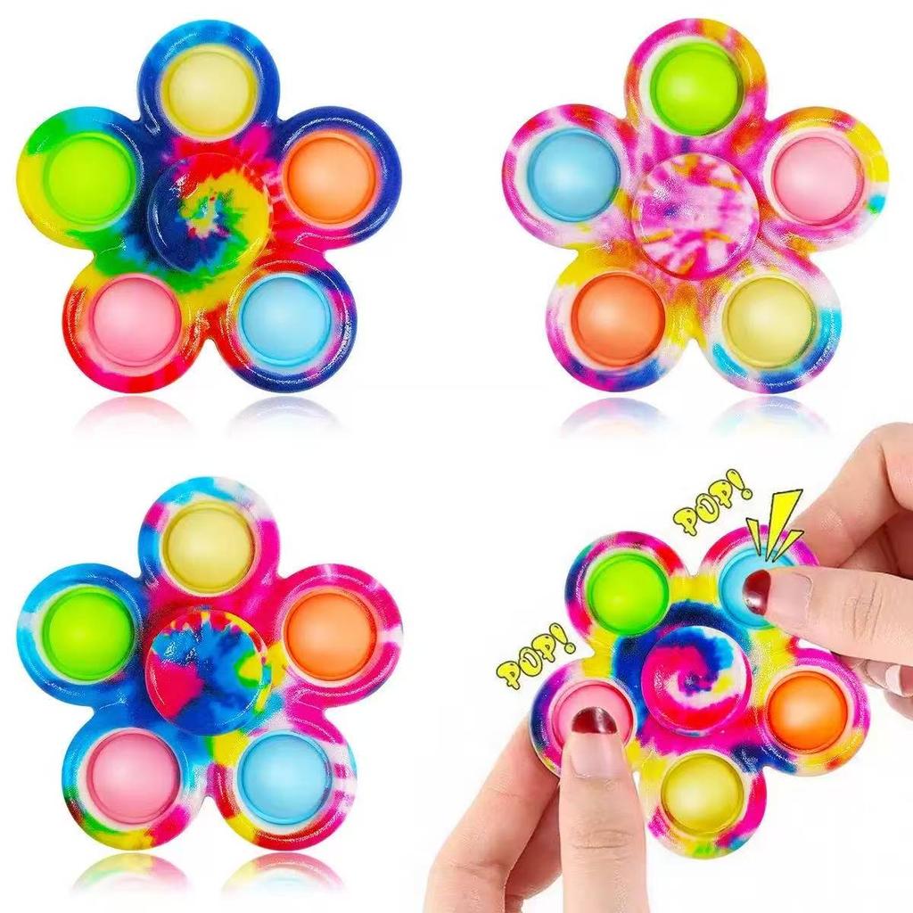 Tie Dye Blume Fidget Spinner Pop It Blase zum Drücken Sensorisches Spielzeug Stressabbau ADHS Angst Hand Spinner Kinderparty Fidget Geschenk