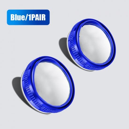 2Pcs Car Reversing Rearview Mirror Small Circular Mirror 360°Blind Spot Mirror синий