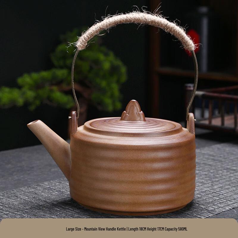 Vintage Wood-Fired Coarse Pottery Teapot 580ML