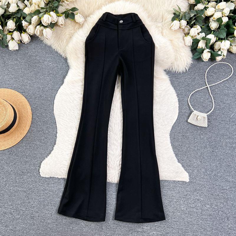 

Осенние брюки клеш с высокой посадкой, облегающие бедра, нишевый стиль Black L