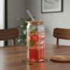 500/600 ML Glass Drink Cup With Straw and Lid Glass Straw Cup Fashion Bubble Tea Cup  Milk Tea