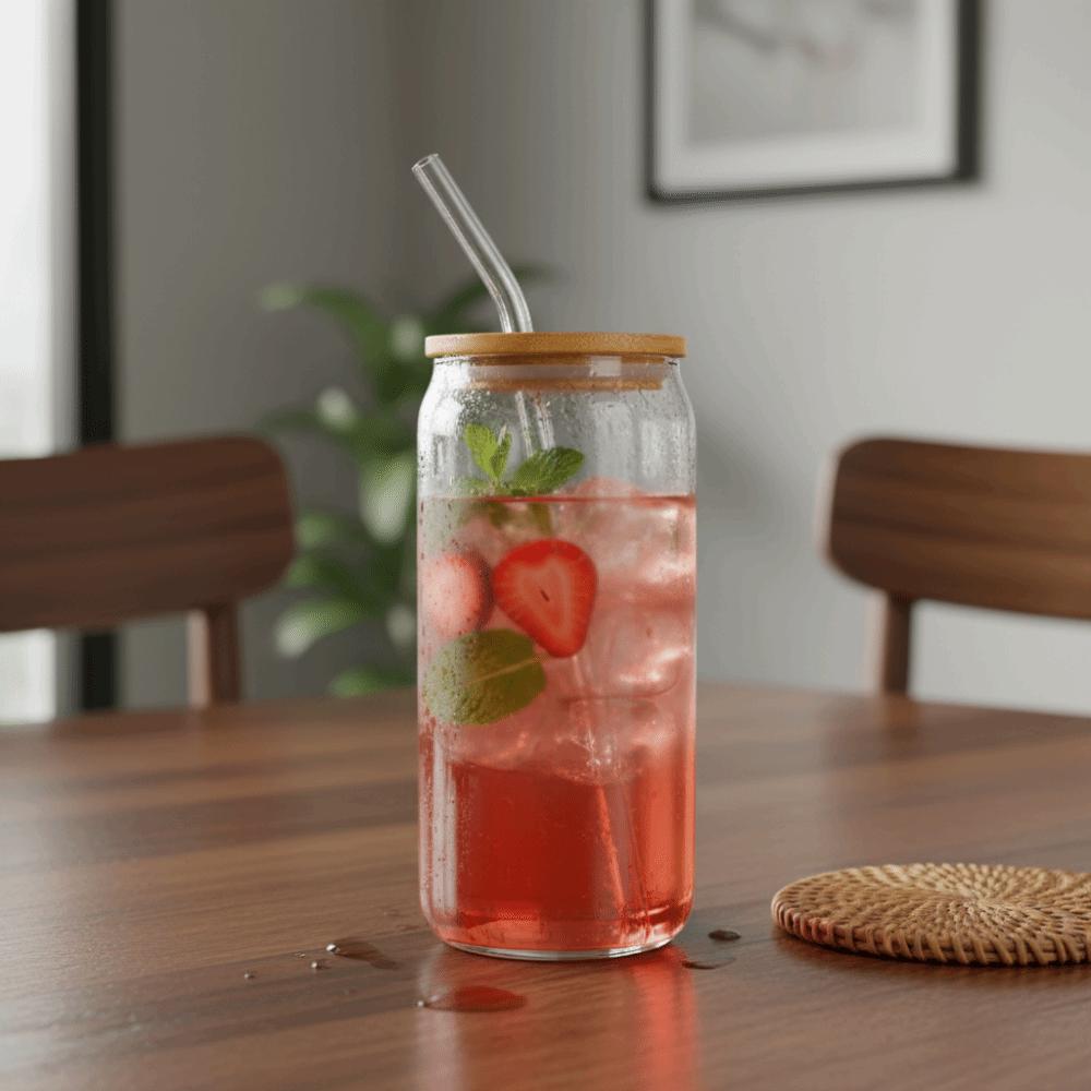 500/600 ML Glass Drink Cup With Straw and Lid Glass Straw Cup Fashion Bubble Tea Cup Milk Tea
