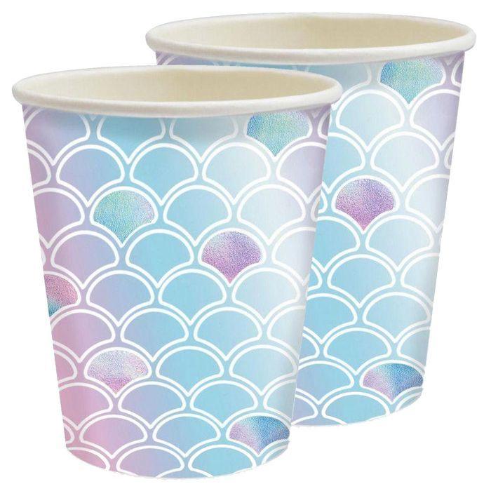 Gobelets en carton - SCRAPCOOKING PARTY - Sirène - Multicolore - 25 cl - 3 kits de 8 gobelets
