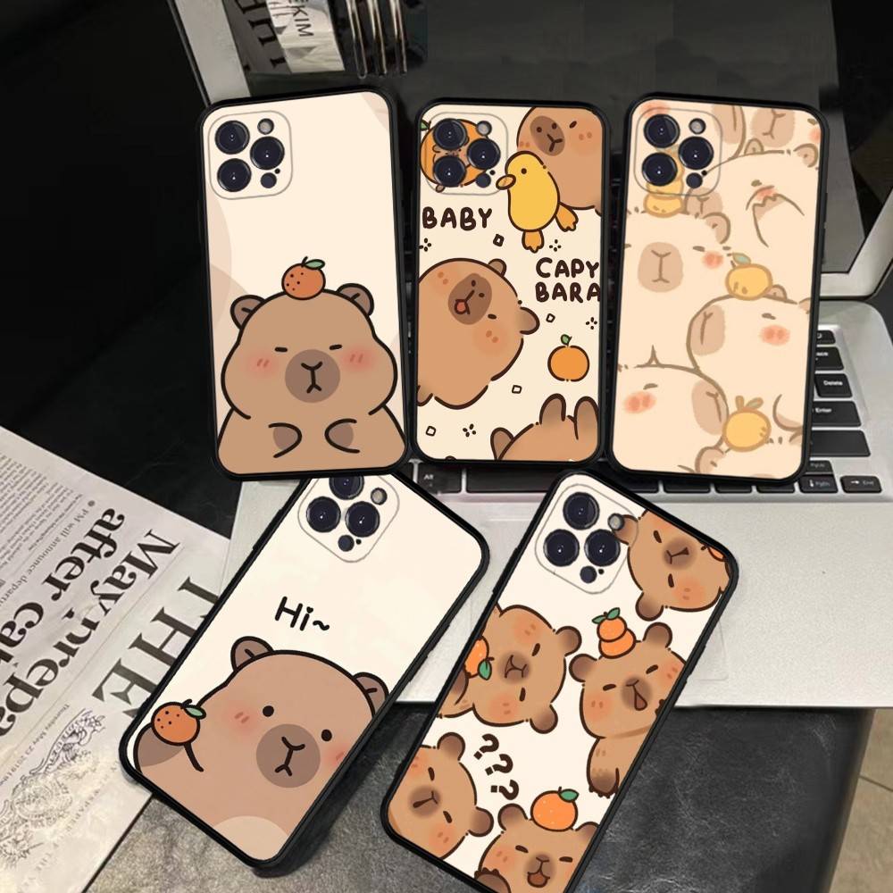 Cartoon Capybara Phone Case For IPhone 17 16 15 14 11 12 13 Mini Pro XS Max Plus Funda Shell