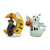 Halloween Decoration Light Up Ghost Pumpkin Witch Moon Figurine Spooky Glowing Resin Statue Tabletop Ornament for Living Room Kitchen Home Decor