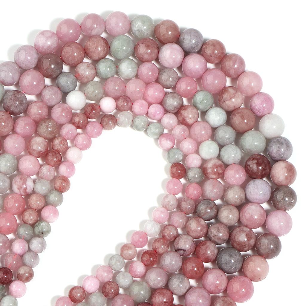1 Filo 6/8/10mm Perline di Pietra Naturale Giada Colorata Rotonde Lente Distanziatrici Per Creazione Gioielli Braccialetti Fai da Te Collane Accessori