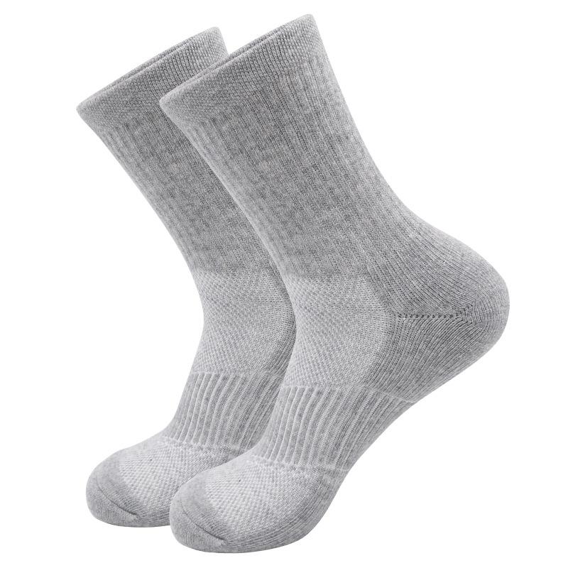 

Мужские носки из чесаного хлопка, однотонные спортивные шерстяные носки средней длины, дышащие, баскетбольные носки 1 pair серый