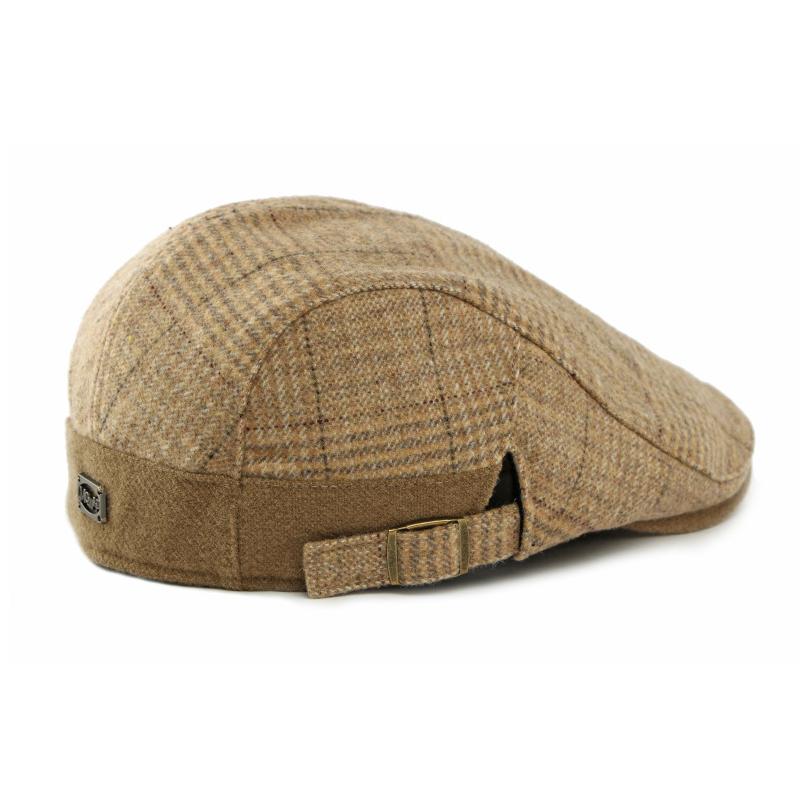 Vintage Hat Men's British Plaid Wool Beret Velvet Thick Warm Peaked Cap