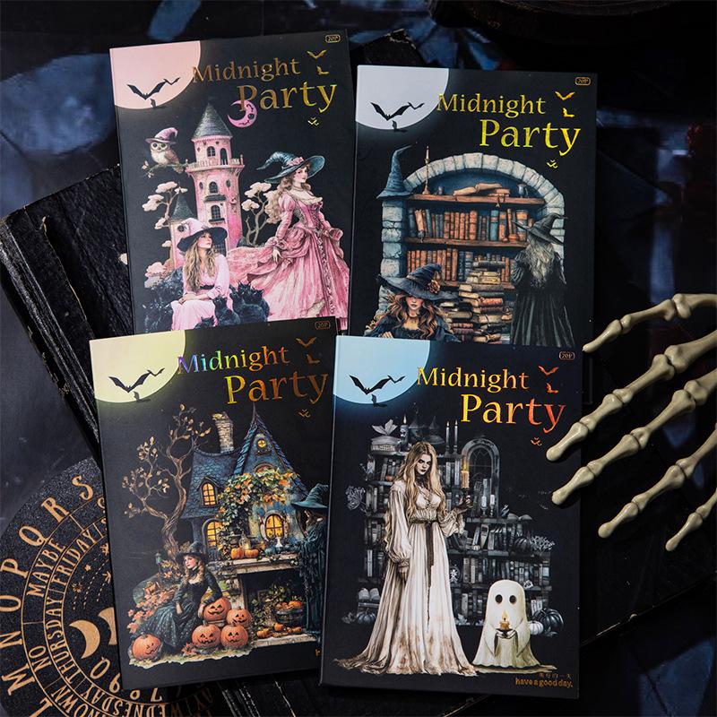 Mitternachts Gothic Party Stickerbuch: 4 Stile für Notizbücher & Dekoration