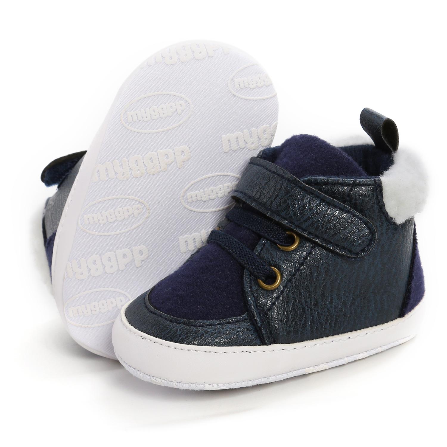 

MYGGPP Высокие меховые туфли Мягкая резиновая подошва Детская обувь Детская обувь Маленькие детские туфли Детская обувь 11cm темно-синий