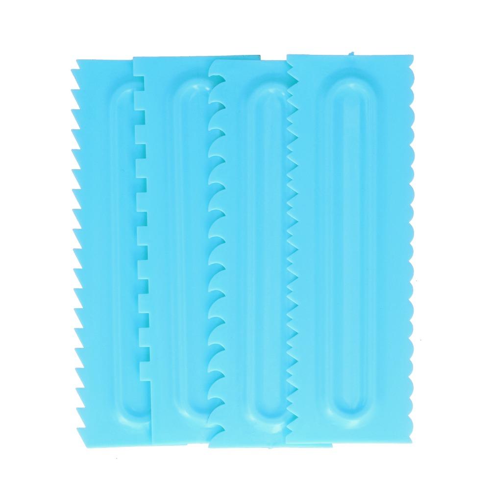 4pcs Professional PP Cake Scraper Sawtooth Textures Icing Smoother Comb Food-Grade Fondant Icing Tools Pastry Pizza Biscuit