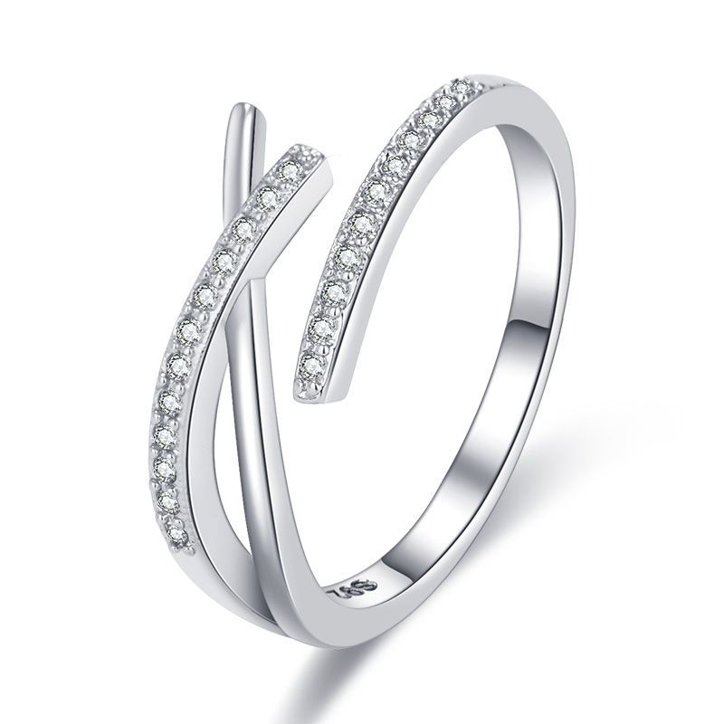Ladies Cross Crystal Adjustable Open Rings Jewelry