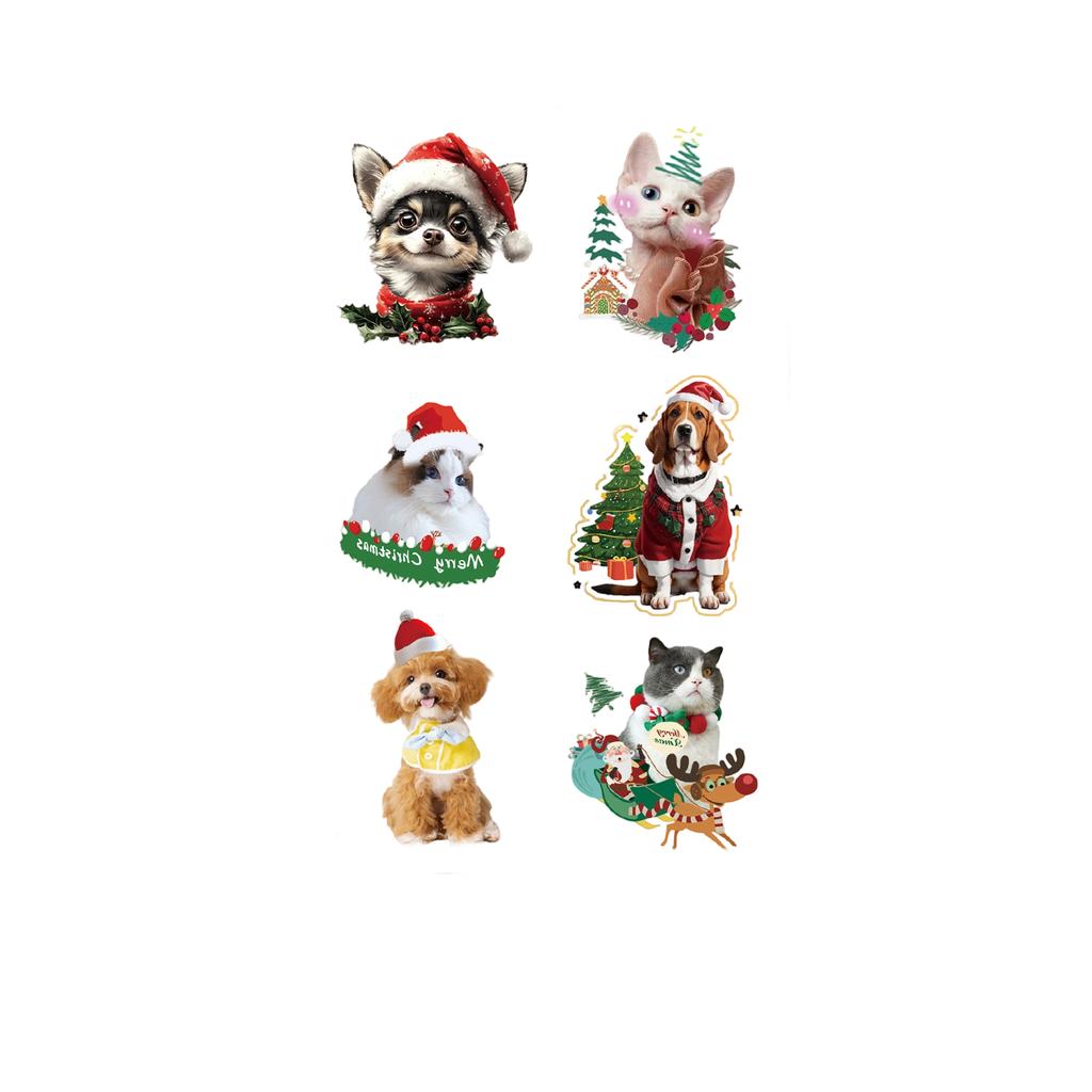 6 PC Christmas Stickers Gift Pet Dog DIY Decoration Guitar Water Cup Christmas Stickers
