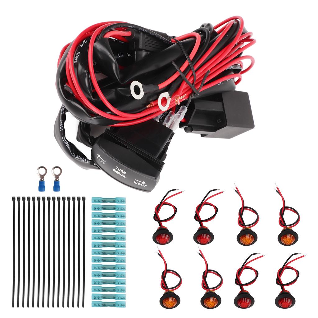 UTV Turn Signal Rocker Switch ATV Street Legal Lighting Kit Turn Signal Flasher Relay Harness Replacement for Polaris