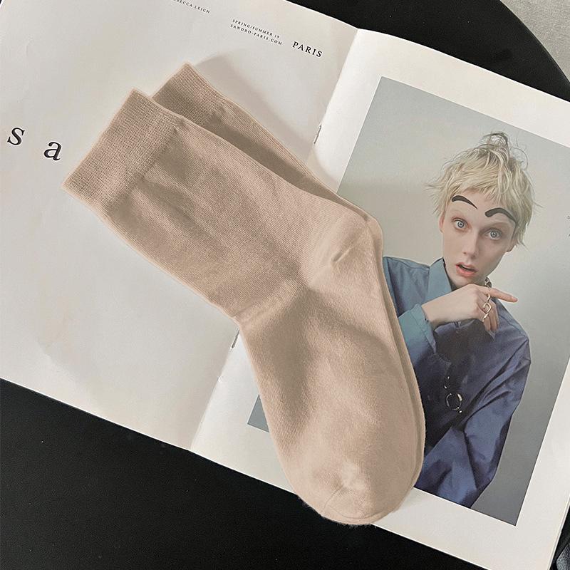 Women's Pure Cotton Breathable Mid-Calf Socks - Sweat-Absorbent, High Elastic, Anti-Pilling, Seamless, Postpartum Versatile Socks