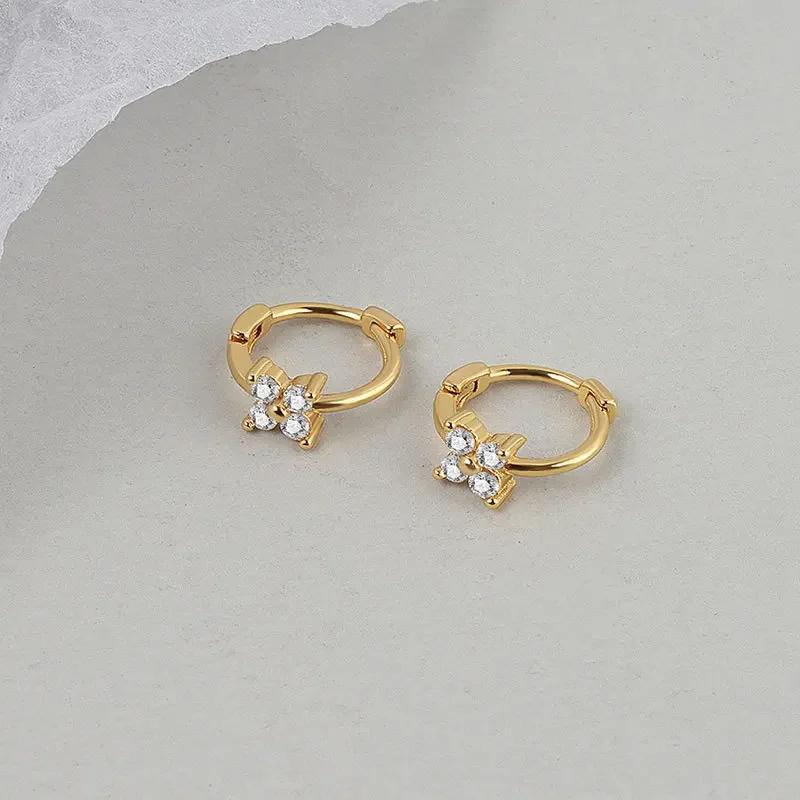 2 Paires Boucles d'Oreilles Créoles Petites Câlins en Acier Inoxydable Pour Femmes Petit Pendentif Cristal Zirconium Boucles d'Oreilles Cartilage Bijoux Piercing