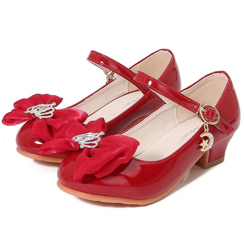 Kinder-High Heels Frühling und Herbst neue Mädchen Mary Jane Prinzessinnenschuhe kleine Mädchen Single Shoes Baby Lederschuhe mittlere und ältere Kinder