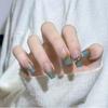 Blue Wearing Amber Nail Polish Gradient Display White Color Blocking Stickers Nail