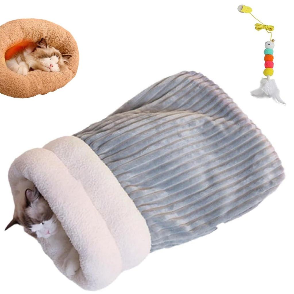 Plush Cat Winter Sleeping Bag - Cozy Small Pet Bed
