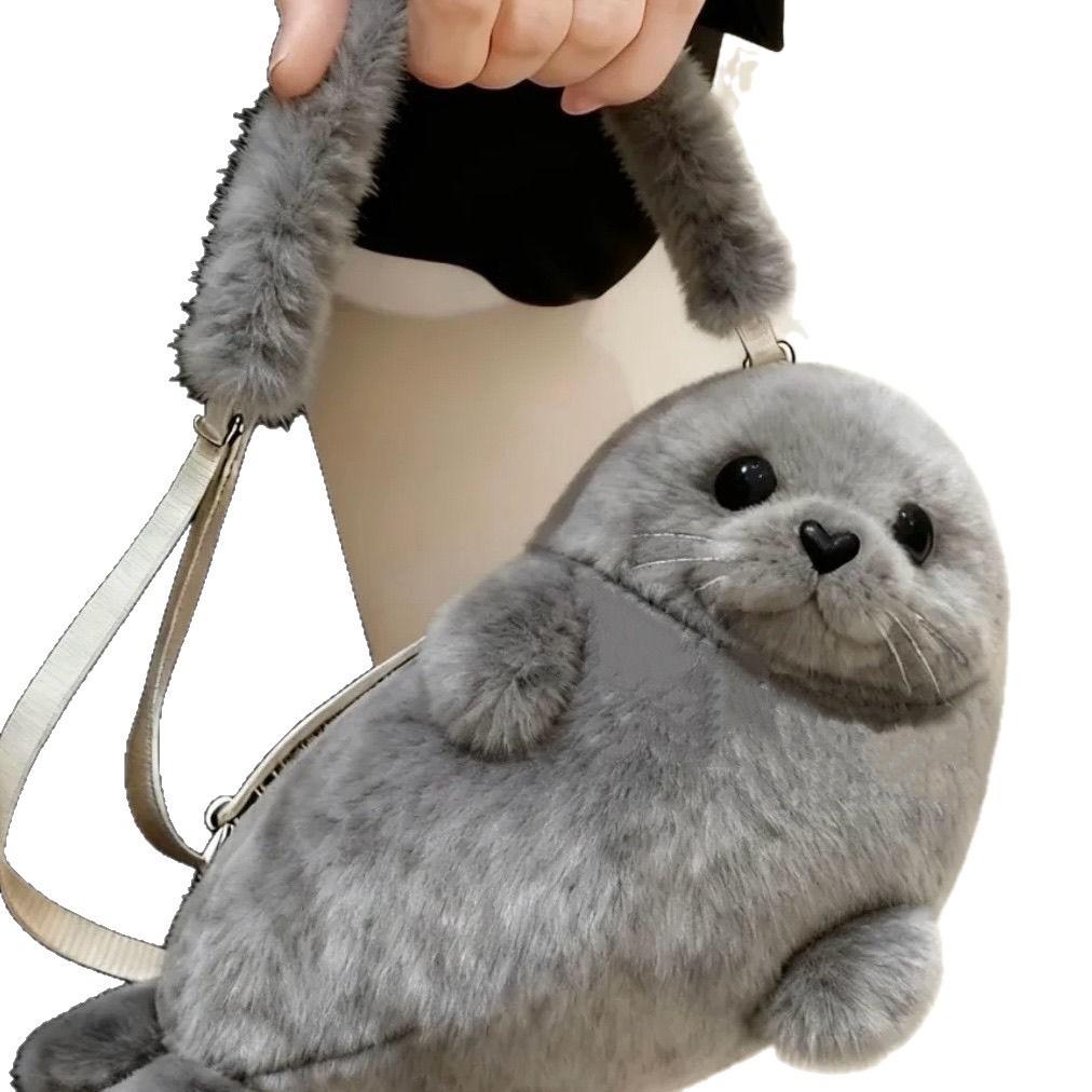 Phone Bag Cute Seal Shoulder Pouch Adorable Soft Cartoon Seal Handbag Lightweight Adjustable Straps Crossbody Bag Daily