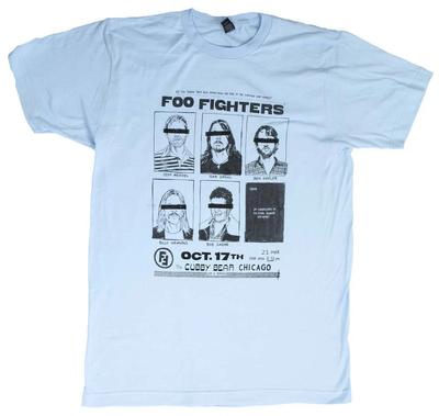 Foo Fighters Cubby Bear Chicago T-shirt Herr Rock and Roll Musikband Ljusblå