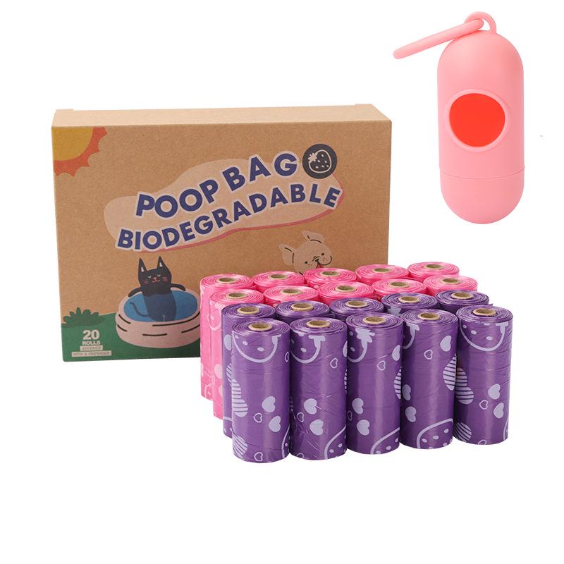 Scented Degradable Pet Waste Bags with Dispenser for Outdoor Use