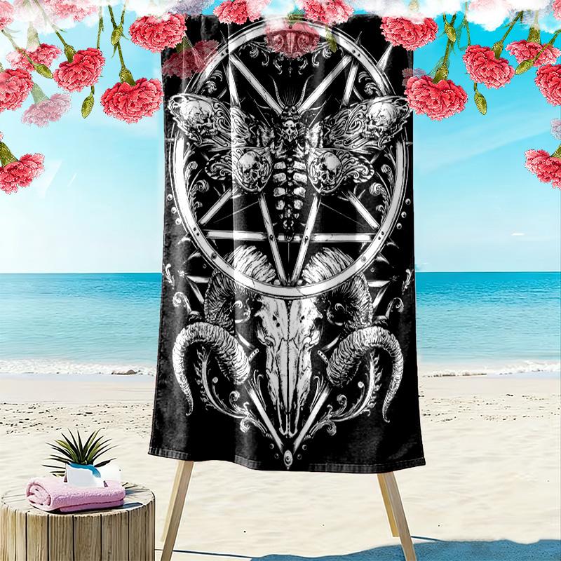 Totenkopf Satan Print Strandtuch, Großes Weiches Schnelltrocknendes Handtuch für Strand Camping Schwimmen