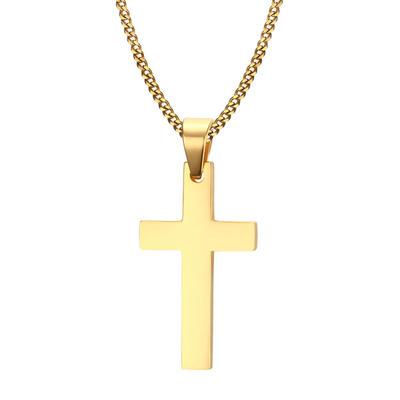 Schmuck Gold/Silber Plated Statement Herren Halskette Gliederkette Edelstahl Kreuz Anhänger
