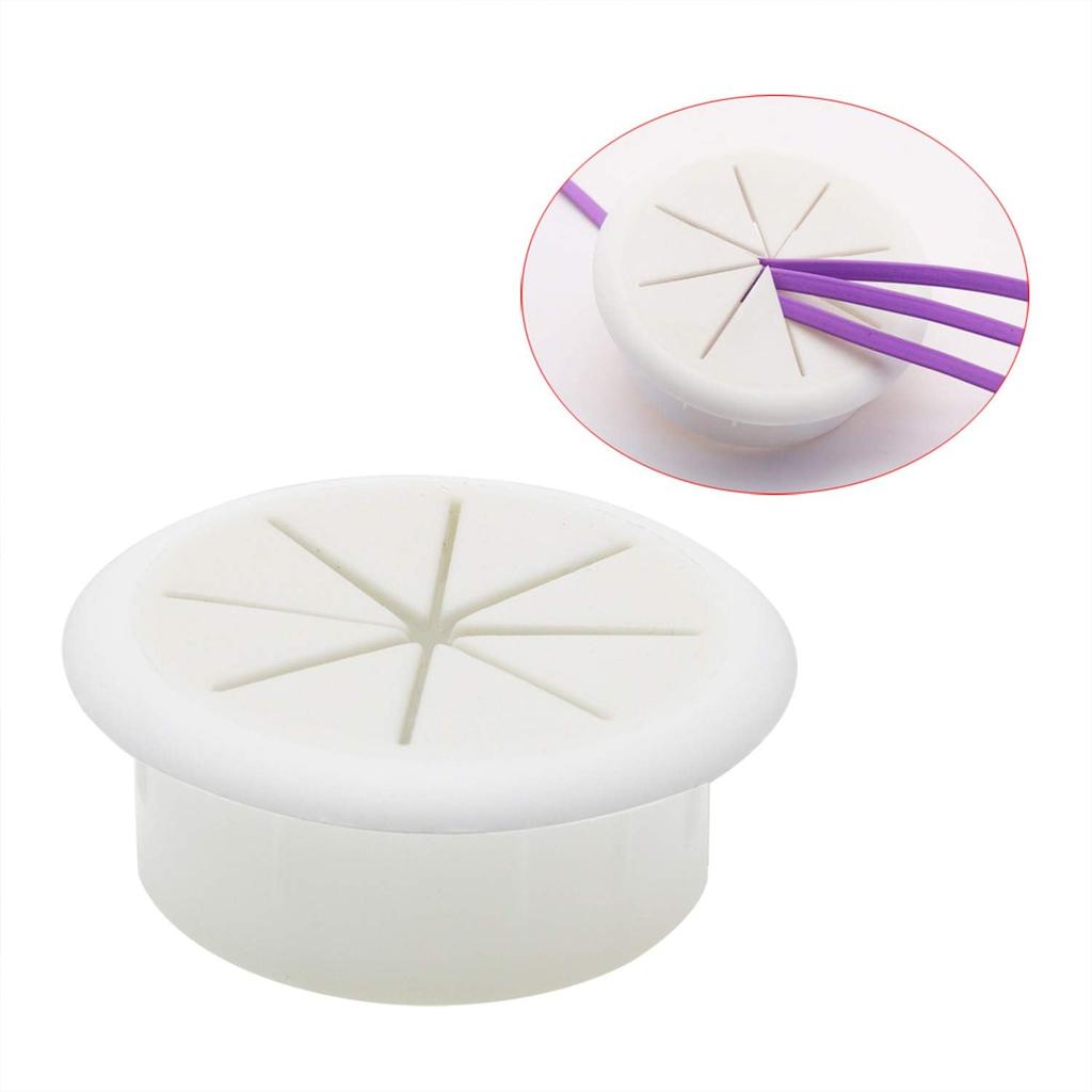 2 Pack 2 Inch 50mm White Desk Cable Hole Cover Office Computer Desk Cable Grommet for Cable Management
